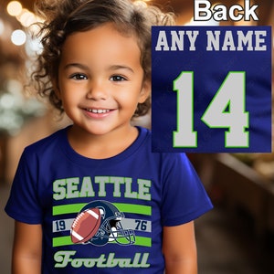 Seattle voetbalshirt, jersey seahawk custom, teamnaam en teamnummer, custom shirt, kindervoetbalshirt, voetbalshirt heren