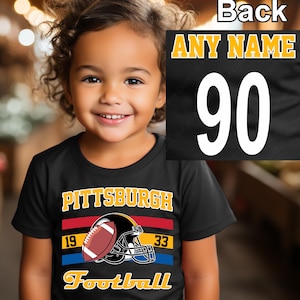Pittsburgh voetbalshirt, jersey steeler custom, naam en nummer van je team, custom shirt, kindervoetbalshirt, voetbalshirt heren