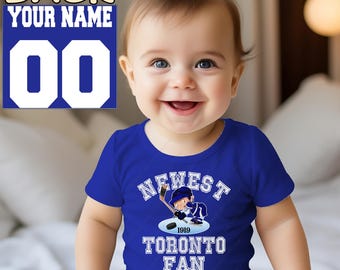 Newest fan Toronto hockey bodysuit, maple leaf baby , gift for baby shower party, one piece bodysuit, custom name and number
