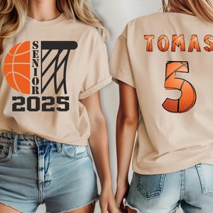 Shirt senior basketbal 2025, shirt aangepast naamnummer, gepersonaliseerd shirt basketbalspeler naamnummer, shirt senior nacht, shirt senioren