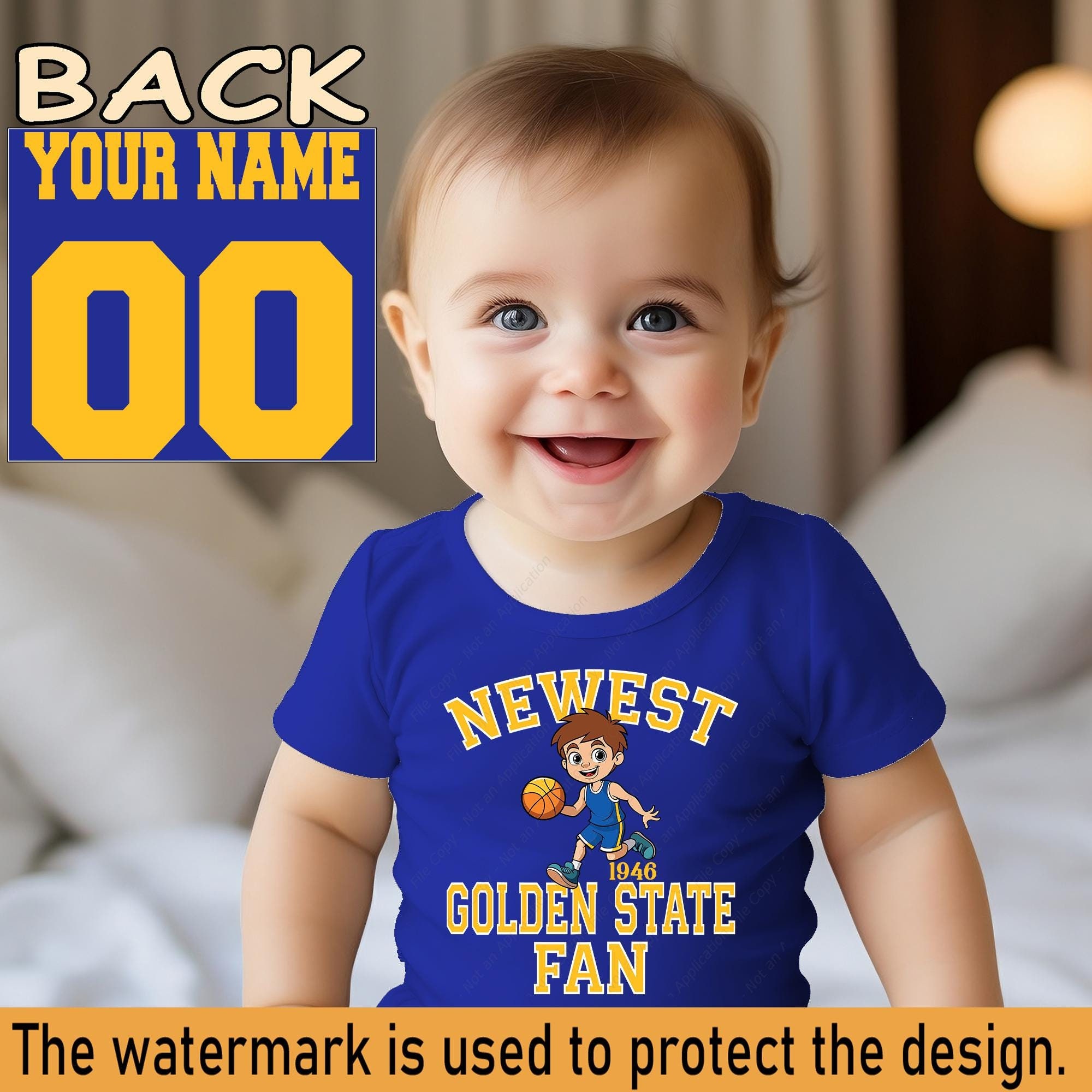 Newest fan Golden State basketball bodysuit, Warrior baby , gift for baby shower party, one piece bodysuit, custom name and number