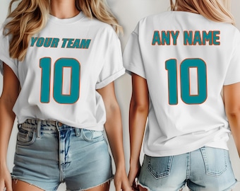 Football Miami jersey, shirt dolphin Custom, your team name and number,  custom shirt, kid's football shirt, man football jersey
