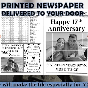 Couple Anniversary Newspaper printed and delivered, 1 Year Anniversary Gift For Boyfriend And Girlfriend, printed physical item