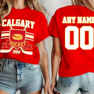 Calgary hockey vintage, Flame custom shirt, Calgary kid shirt, kid's hockey shirt, hockey jersey