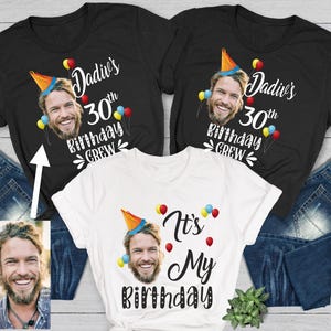 Benutzerdefiniertes Gesicht-Geburtstags-Party-Shirt, Geburtstags-Shirts, zusammenpassende Geburtstags-Shirts, Geburtstags-Kader-Shirt, kundenspezifisches Foto-Gesichts-Shirt