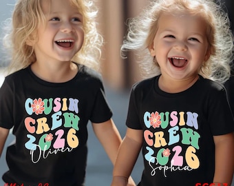 Cousin Crew 2026 Shirt, benutzerdefinierter Name, Weihnachtspyjama, Wellentext Cousin Crew, Comfort Farben Shirt, Cousin Familientreffen Shirt, Cousin