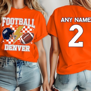 Football Denver jersey, shirt bronco Custom, your team name and number,  custom shirt, kid&#39;s football shirt, man football jersey
