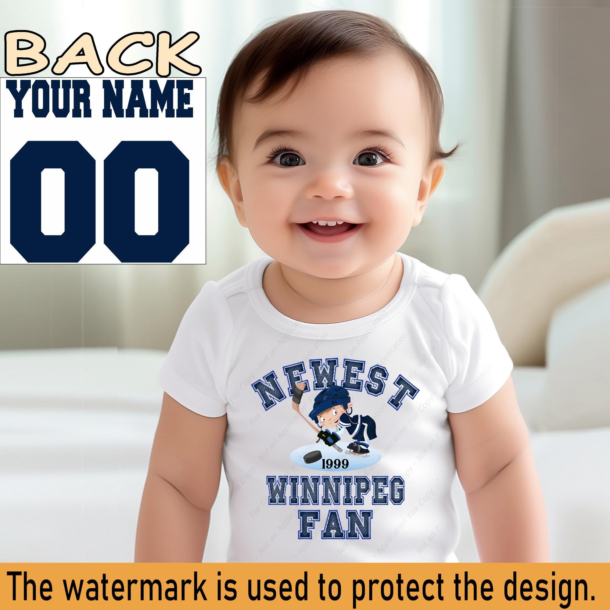 Newest fan Winnipeg hockey bodysuit, Jet baby , gift for baby shower party, one piece bodysuit, custom name and number