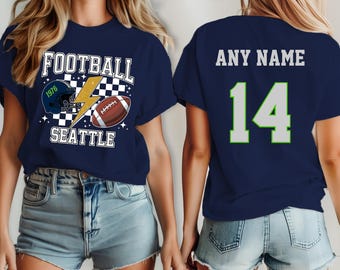 football Seattle jersey, shirt seahawk Custom, your team name and number,  custom shirt, kid's football shirt, man football jersey