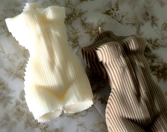 Relief Female Torso Candle: Handmade Soy Wax Goddess Body