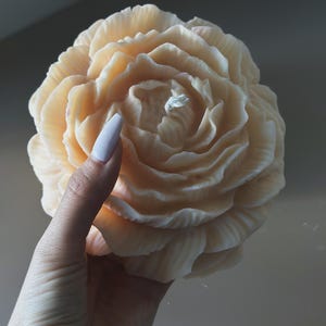 Large Peony Candle: Handmade Soy Wax Flower Candle
