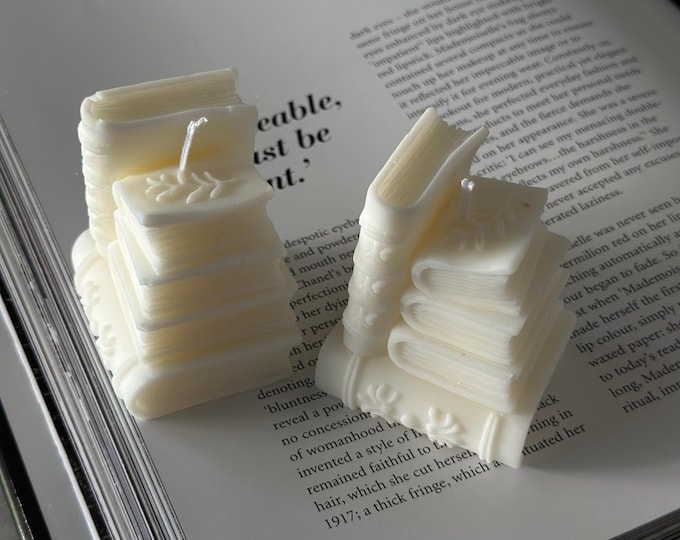 Stack of Books : Soy Wax Literary Gift or Bookshelf Decor, Color of Your Choice
