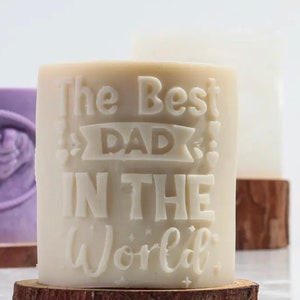 Vela con letras "Mejor papá", vela de pilar escultural, regalos para el Día del Padre, vela estética vegana de cera de soja, vela con relieve, vela de relieve