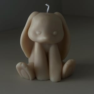 Handmade Sitting Bunny Candle: Vegan Soy Wax, Easter Decor