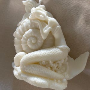 Mermaid Shell Candle: Ocean Goddess Sculpture - Coastal Home Decor