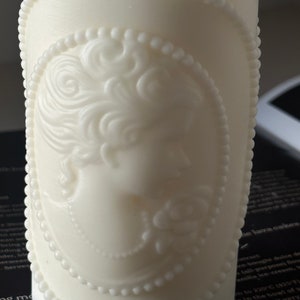Portrait Pillar Candle, Vintage Sculptural Candle, Classical Relief Candle, Decorative Wax Art, Handmade Elegant Gift