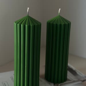 Handmade Ribbed Soy Wax Pillar Candle: Scented Home Decor