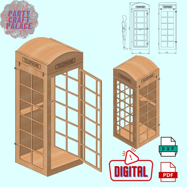 London Telephone Booth Backdrop, CNC Router DXF Plans, DIY Party Decoration