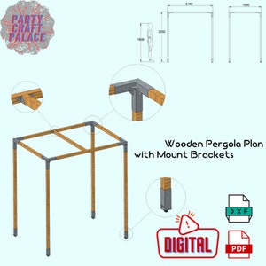 DIY Pergola Plans for Party Decor: Build Your Own 210 x 150 x H230 cm Wooden Pergola with Metal Mount Brackets. Includes Material List!