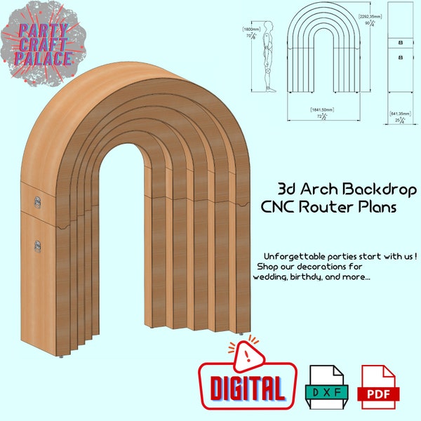 3D Arch Backdrop DIY Plans, Wedding and Birthday Arch Frame, CNC Router Project, Wooden Party Decor, Party Rental, DIY Decor