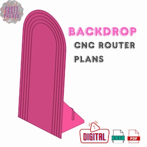 パーティーやお祝いのイベント用のラウンドトップバックドロップ V2、合板 CNC ルーター DXF プラン、DIY パーティーデコレーション