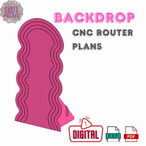 パーティーやお祝いのイベントに最適なラウンドトップウェーブバックドロップ V2、合板 CNC ルーター DXF プラン、DIY パーティーデコレーション