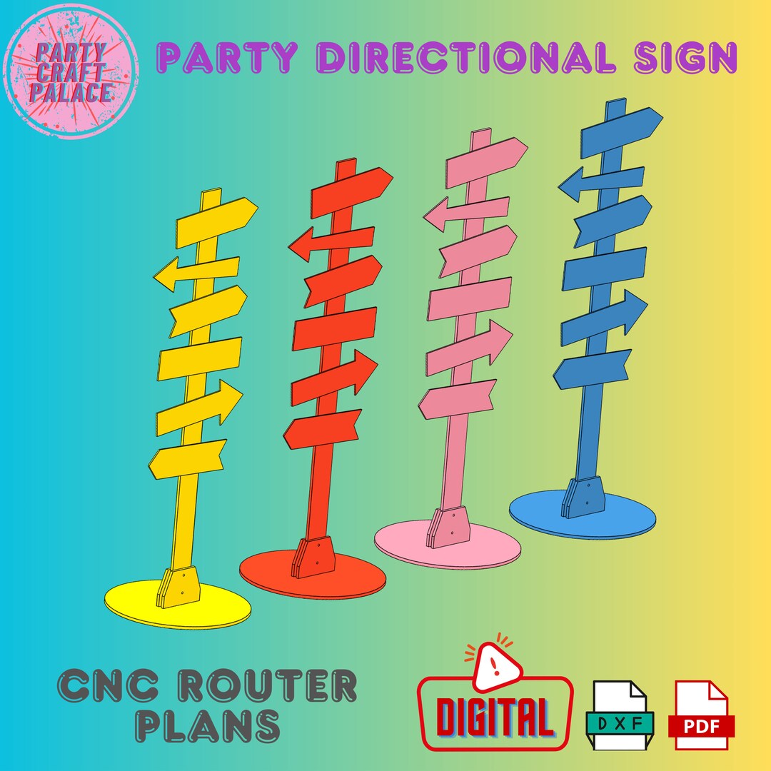 Direction Sign for Party DXF Plans for Party, Wedding and Birthday, CNC ...