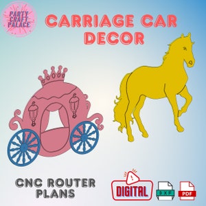 Carriage Car and Horse for Party, DXF Plans for Party, Wedding and Birthday, CNC Router Project, Wooden Party Decor, Party Rental, DIY Decor
