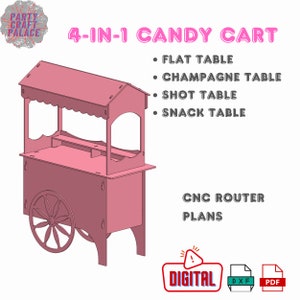 素晴らしいDIY 4-in-1パーティーキャンディカートプラン - ユニークなパーティー家具の装飾のためのCNCルーターDXFファイル