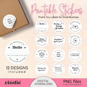 Printable Thank You Stickers for Small Business | Thermal Labels