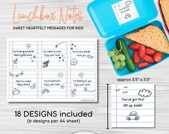 Cute Doodles Lunch Box Notes for Kids | Back to School Printable