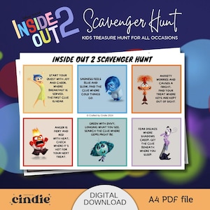 Kinder Schnitzeljagd Spiel | Druckbare Inside Out 2 Karten - Geburtstag, Ostern, Halloween-Aktivität