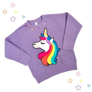 Unicorn Sweater for Girls, Rainbow Unicorn Sweatshirt, Rainbow Sweatshirt for Toddler, Unicorn Crewneck, Rainbow Sweater, Patches Sweatshirt