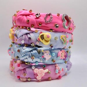 Girls Embellished Knotted Headband: Rhinestones & Tie Dye
