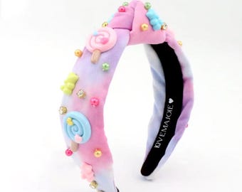 Tie Dye Knot Headband: Candy Embellished Headband for Girls