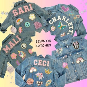 Personalized Patch Denim Jacket: Custom Sewn Name, Baby Girl Jean Jacket