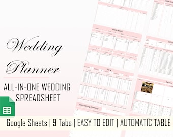 Wedding Planner Spread Sheet Google Sheets Digital Wedding Budget Spreadsheet Wedding Planning Template