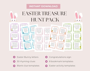 EASTER TREASURE HUNT: Easter Egg Hunt, Easter Printable, Easter Hunt Personalised Digital Download, Activities for Kids, Bunny Letter