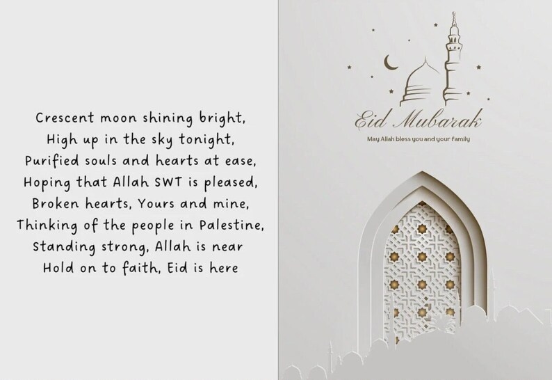Eid Mubarak Card With Poem - Etsy