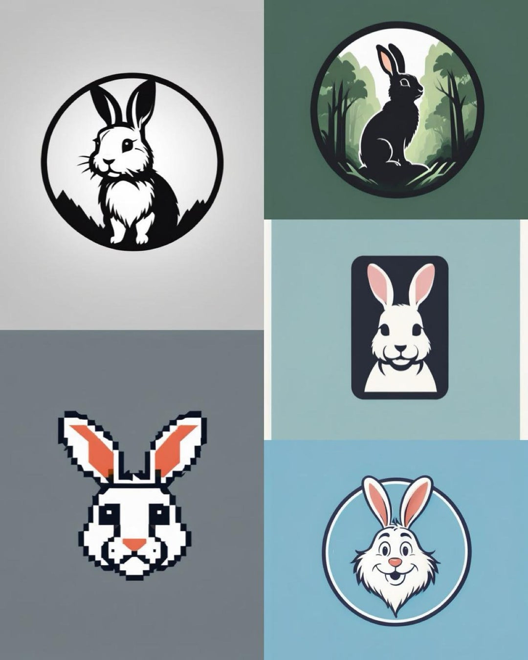 Paper Rabbit Logo Rabbit Logo Pack of Five (animal Logos) - Etsy