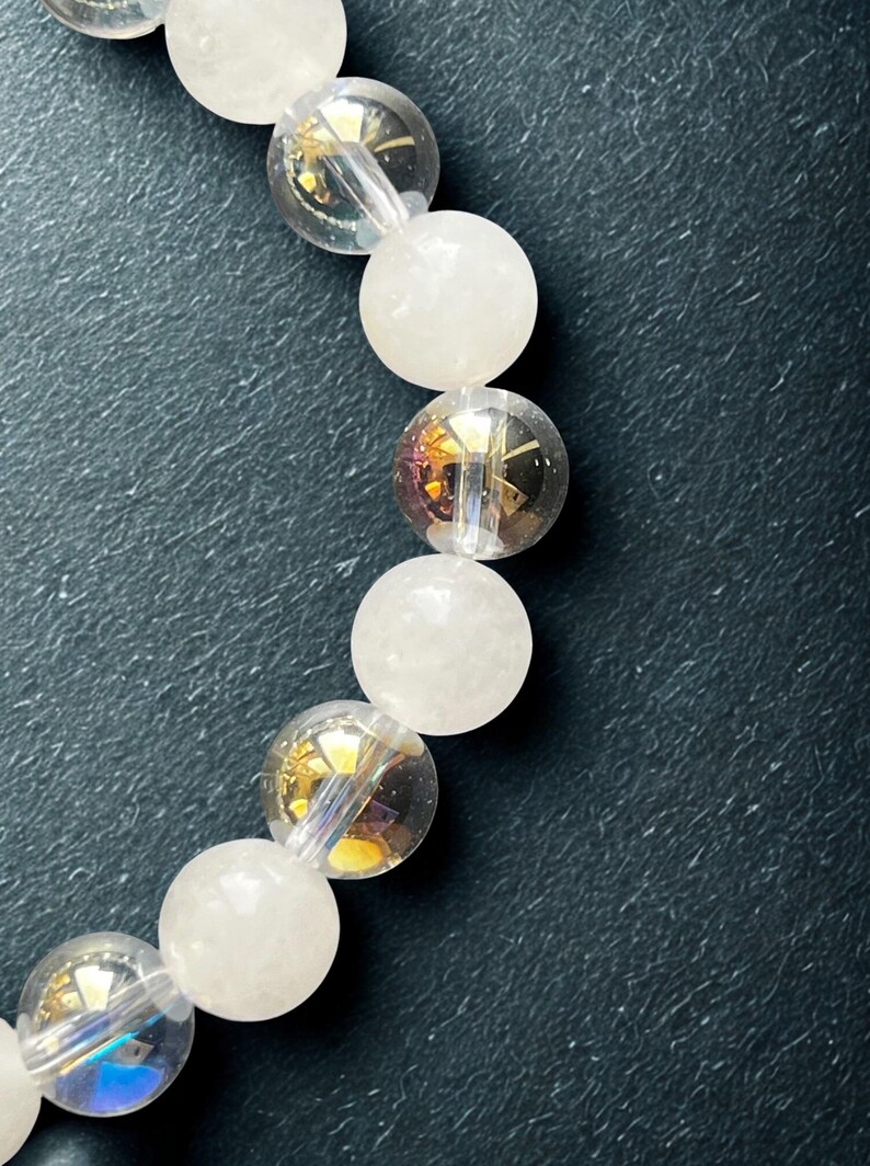 Moonstone & Angel Aura Charm Beaded Bracelet with Angel Wings – Moon Guardian | Dark Angel Design image 5