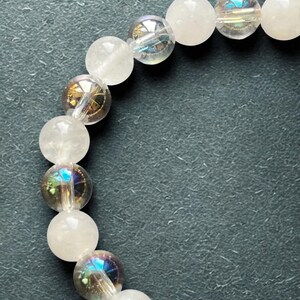 Moonstone & Angel Aura Charm Beaded Bracelet with Angel Wings – Moon Guardian | Dark Angel Design image 3