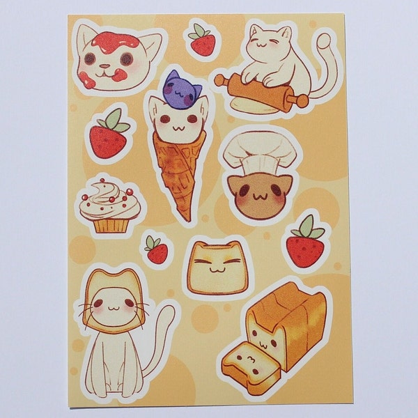 Cat Sticker Sheet | Waterproof Scratchproof | cute cozy sticker, decal for laptops, journals