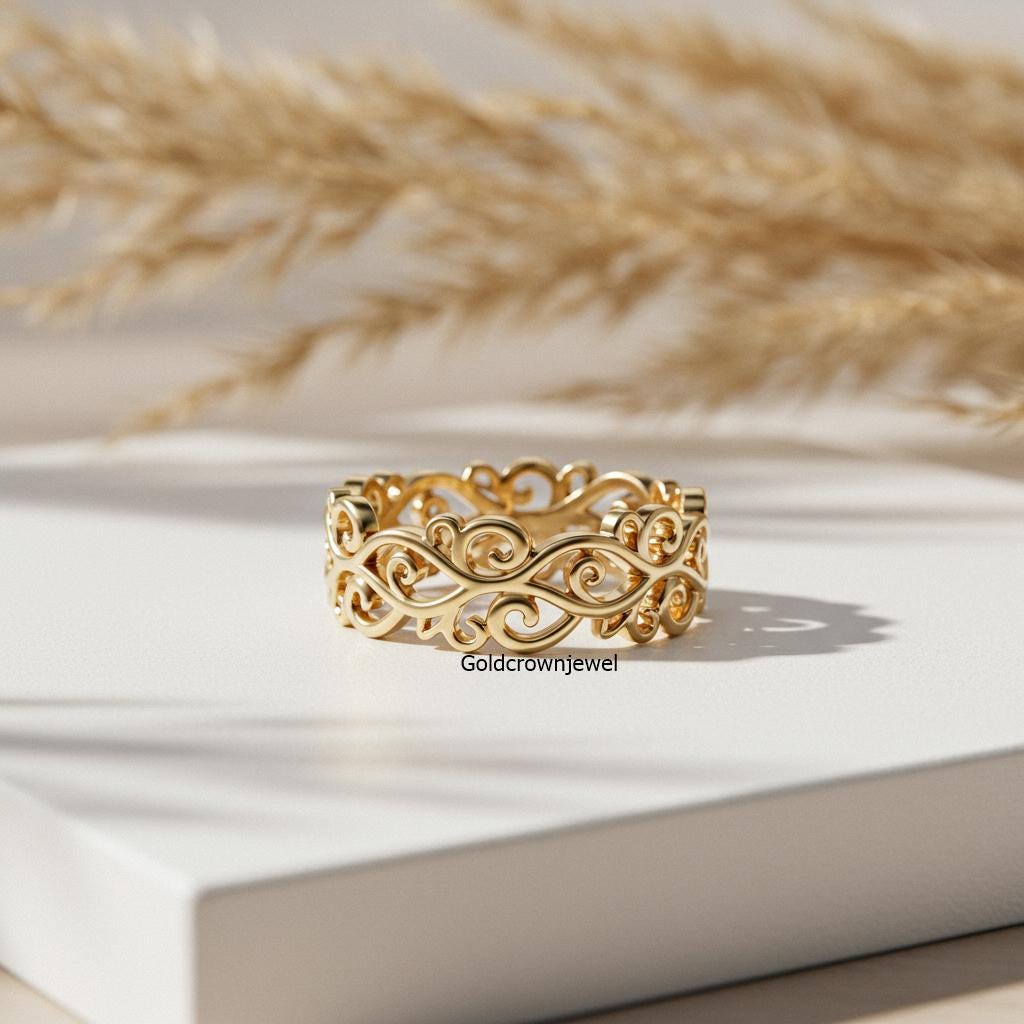 Scrollwork Ring Scroll Work Wedding Ring, Vintage Art Deco Ring, Open Work Antique Ring ...