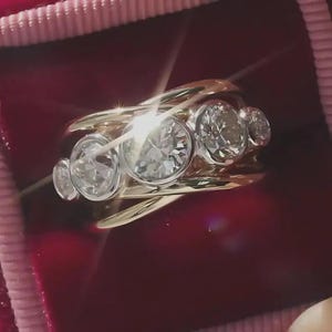 Bezel Set 1.46 TCW Round Cut Simulated Diamond Ring, Solitaire Ring Wedding Engagement Ring 925 Sterling Silver Round Anniversary Ring
