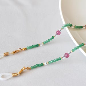 Natürliche Grün-Achat-Turmalin-Edelstein-Brillenkette mit MIYUKI-Perlen, Brillenhalter, Sonnenbrillenkette, Brillenhalter, Originaldesign
