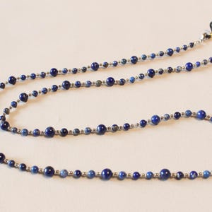 Natürliche Lapis Lazuli Edelstein Brillenkette mit MIYUKI Perlen, Brillenhalter, Sonnenbrillenkette, Kristall Brillenhalter, Originaldesign