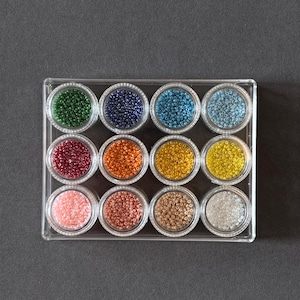 Perline di semi giapponesi MIYUKI da 2 mm, 5 g, per la creazione di gioielli fai da te, mix di perline, selezione di 12 colori, scatola fai da te, regalo per gli amanti del fai da te