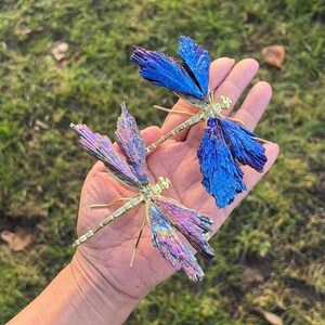 Rainbow Titanium Aura Dragonfly with Floating Display Frame Packaging, Suspension Packaging, Home Decoration, Natural Crystal, Crystal Gift