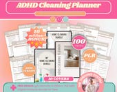 ADHD Cleaning Planner Canva Templates PLR 100 Pages Home Cleaning Bundle Editable Canva System Resale Rights